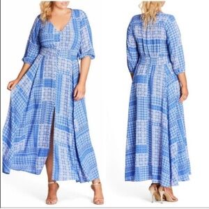 City Chic blue china plate printed maxi dress sz L(20)